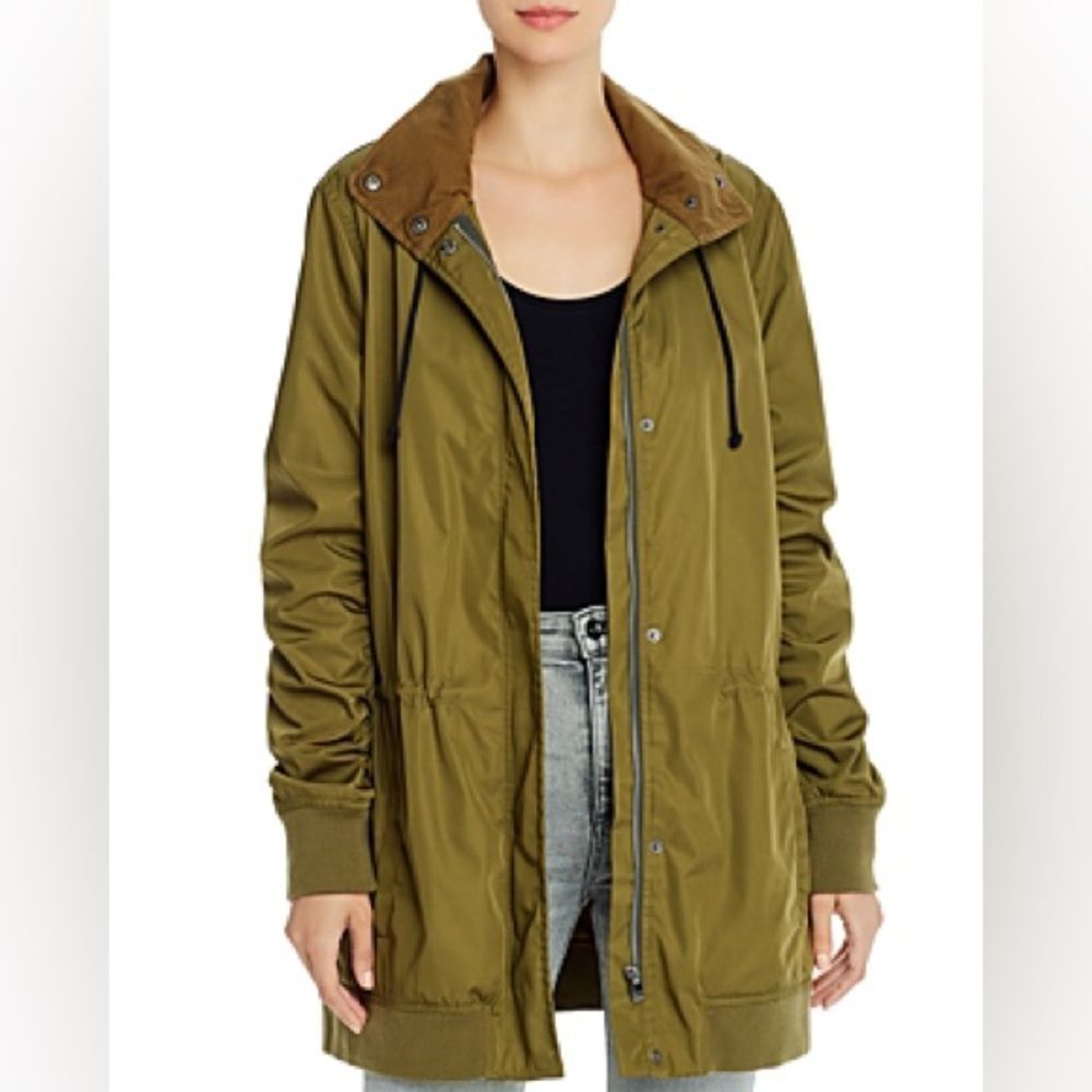 MONROW Army Green Ruched-Sleeve‎ Parka Size XS